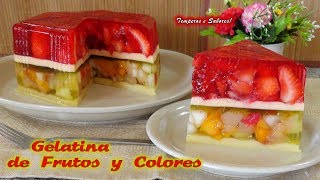 GELATINA DE FRUTOS Y COLORES con técnica mágica para desmoldar fácil [upl. by Inaffyt]