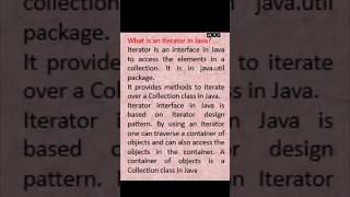 What is an iterator in java iterator java javainterviewquestions iteratorinjava sti [upl. by Mehalick]