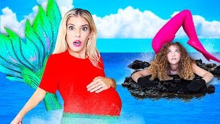 24 Hours Pregnant as a Mermaid with Sofie Dossi Worst Pregnancy Challenge  Rebecca Zamolo [upl. by Neelrahc]