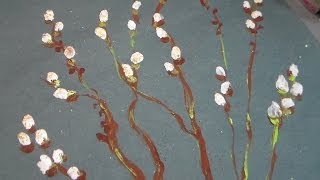 spring painting tutorial for kids catkins [upl. by Brigid]