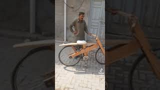 Lakar di cycle bna li 😂 woodencycle woodworking woodart [upl. by Wrdna207]