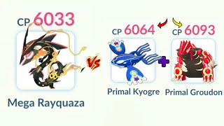 MEGA RAYQUAZA vs PRIMAL GROUDON amp PRIMAL KYOGRE in Pokemon GO [upl. by Anica975]