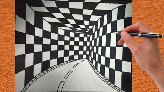 How To Draw 3d Tunnel Drawing  Optical illusion  Step By Step 3d Drawing  3d illusion  3d Art [upl. by Engapmahc727]