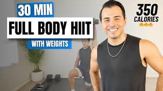 30 Min FULL BODY HIIT Workout With Weights  Fat Burning Home Workout [upl. by Ahsenroc66]