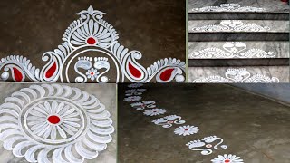 laxmi puja special alpona design at my home  লক্ষ্মী পূজার স্পেশাল আমার বাড়ির আলপনা  alpona design [upl. by Kieger756]