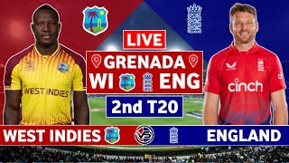 West Indies vs England 2nd T20 Live Scores  WI vs ENG 2nd T20 Live Scores amp Commentary [upl. by Sobmalarah]