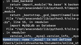 Django NameError mysqldb is not defined [upl. by Kostman]