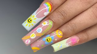 J Hope Inspired Nails 🌈  Gel X Dupe Nails Tutorial  Spring Nails [upl. by Romona]