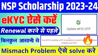 nsp scholarship eKYC problem  nsp scholarship 202324 apply renewal KYC kaise kare  eKYC update [upl. by Danica657]