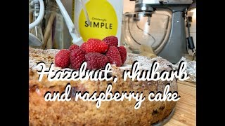 Hazelnut peachrhubarb and raspberry cake  Ottolenghi  The Baking German [upl. by Auqinet495]