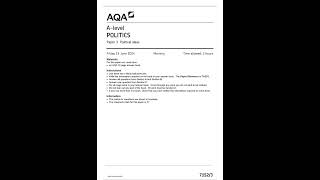 OFFICIAL JUNE 2024 AQA A LEVEL POLITICS 71523 PAPER 3 POLITICAL IDEAS MERGED QUESTION PAPER MARK SCH [upl. by Adnorat]