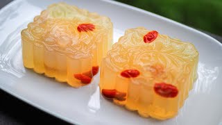 Jelly Mooncake  Chrysanthemum Lychee Jelly 荔枝菊花燕菜月饼 [upl. by Essyla]