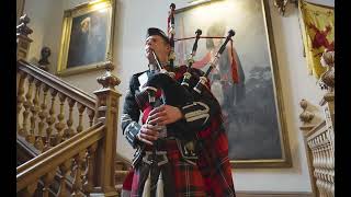 Scottish Castle Bagpipes Roddy The Piper at Birkhill Castle [upl. by Busiek]