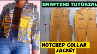 HOW TO DRAFT a BLAZER JACKET with notched collar Edited edition [upl. by Ahcatan]