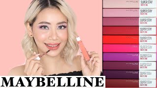 MAYBELLINE SUPERSTAY MATTE INK  swatches [upl. by Rap608]