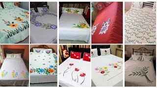 bed sheet painting design  bedsheet paint design  bed sheet design bed sheet painting [upl. by Nirrac114]