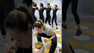 Chinese coach eats in front and exercises in back Its a contrast but its really fun dance diet [upl. by Eecrad294]