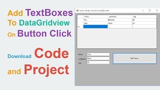 Add From TextBoxes To DataGridview On Button Click [upl. by Alvinia]