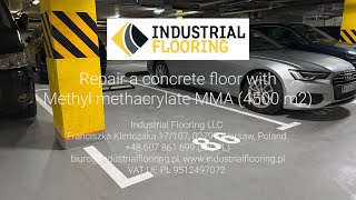 Repair a concrete floor with Methyl methacrylate MMA 4500 m2  Industrial Flooring LLC [upl. by Conni756]