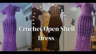 Open Shell stitch Crochet dress tutorial easy tutorial Buena Vida [upl. by Ydarg]