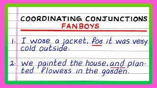 COORDINATING CONJUNCTIONS FANBOYS EXAMPLES  EXAMPLES OF COORDINATING CONJUNCTIONS  ENGLISH GRAMMAR [upl. by Reede978]