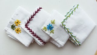 VERY EASY HANDKERCHIEF HAND EMBROIDERY DESIGNS FOR BEGINNERSoutline and flower hand embroidery🥰🥰 [upl. by O'Connor]