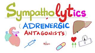 Sympatholytics Adrenergic Antagonists — Alpha blockers Beta blockers Calcium channel blockers [upl. by Constant]