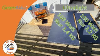 Vergleich des 160 Watt und 100 Watt Ultralight Solar Modul von GreenAkku [upl. by Gunas]