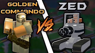 Zed vs Golden Commando  Roblox Tower Battles [upl. by Najtsirk]