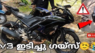 v3 ഇടിച്ചു ഗയ്‌സ് 😭🙂🖐️account v3bikerboy yamaha malayalam viral shere [upl. by Sollows]