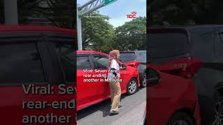 Viral video of seven cars rearending one another in Malaysia [upl. by Hyacinthia]