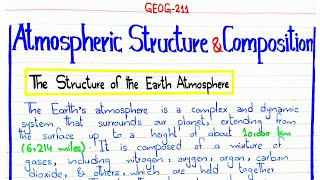 Atmospheric Structure amp Composition GEOG211 4thsememster pu [upl. by Lyda]