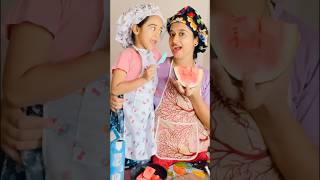 Chef maalu and mom making some watermelon popsicles 🍉❤️😋 malutty cooking momanddaughter [upl. by Dyanna]