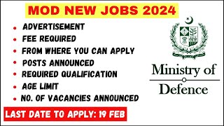 MOD Jobs Ministry of Defence Jobs 2024 Advertisement MOD apply kaise kare Qualification amp Detail [upl. by Lyj]