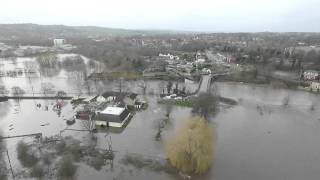 Steanard Lane ship inn Mirfield boxing day floods aerial footage 26121015 [upl. by Enelime13]