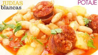 POTAJE de JUDÍAS BLANCAS alubias con CHORIZO 😍🍲 habichuelas o frijoles barata rápida y deliciosa [upl. by Abebi]