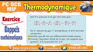 Outils mathématiques équation détat exercice corrigé [upl. by Nagiam908]