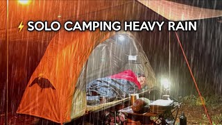 SOLO CAMPING HEAVY RAIN THUNDER WITH TRANSPARENT PLASTIC TARP‼️ [upl. by Anahsohs267]