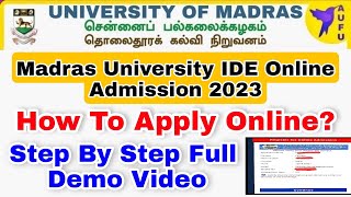 Madras University Distance Education Online Admission 2023How to apply online demo Video 👍 [upl. by Louis]