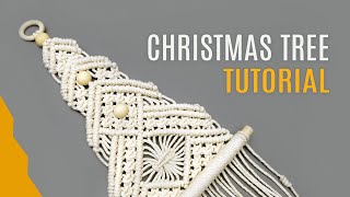 DIY ELEGANT MACRAMÉ CHRISTMAS TREE WALL HANGING TUTORIAL [upl. by Balling828]