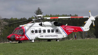 Coastguard Sikorsky S92A helicopter GMCGI visits Deeside Scotland for MAYDAY event 4K UHD [upl. by Warren560]