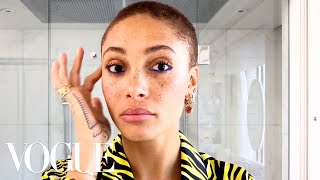 Model Adwoa Aboah’s Guide to Glowing Skin and Easy Colorful Eyeliner  Beauty Secrets  Vogue [upl. by Kerby]