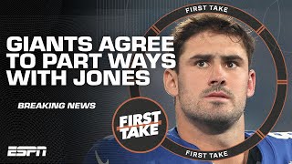 BREAKING Giants release Daniel Jones 🚨 Where do NYG go from here  First Take [upl. by Adnerol]