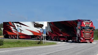 Power Truck Show 2024 Finland Part 1 with Scania V8 amp Volvo open pipes sound  custom semi Trucks [upl. by Ajan]