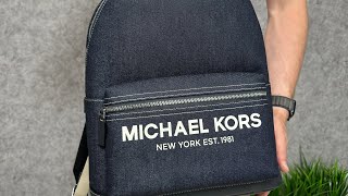 Распаковка рюкзака MICHAEL KORS Cooper Denim Backpack dark denim [upl. by Etteuqal933]