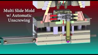 Multi Slide Mold w Automatic Unscrewing [upl. by Etnor414]