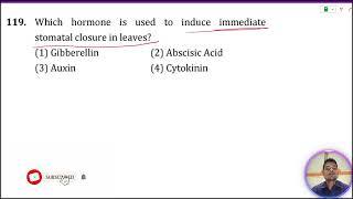 Which hormone is used to induce immediate stomatal closure in leveas  1 Cytokinin 2 Gibbere [upl. by Odilo768]