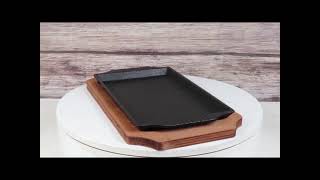 Personal Size Cast Iron Rectangular Fajita Steak Pan Skillet With Wood Trivet [upl. by Annehcu]