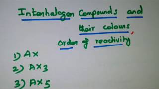 Interhalogen compounds  Colours and Order of reactivity [upl. by Folger]