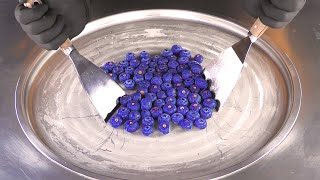 ASMR  Blueberry Ice Cream Rolls  how to make satisfying fried Ice Cream with tapping and eating 4k [upl. by Baird]